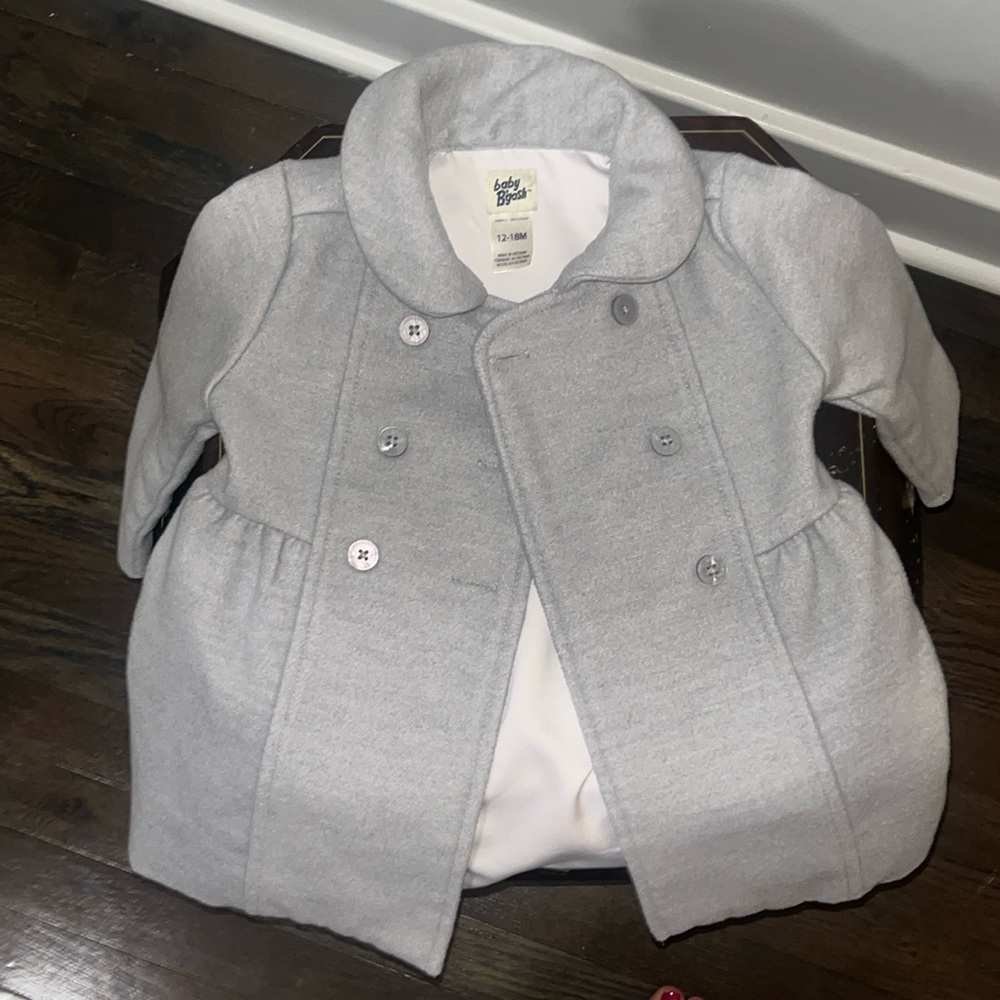 12-18 months girls baby peacoat adorable grey lightly worn